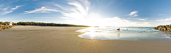 beach sand sea girls surfing stones dual screen HD wallpaper