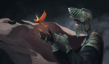 Epic Fantasy Knight with Fiery Phoenix – Majesty, fantasy, knight HD wallpaper