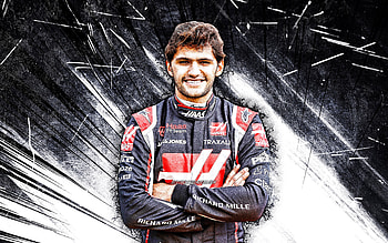 Pietro Fittipaldi, grunge art, Haas F1 Team, brazilian racing drivers, Formula 1, Formula One, white abstract rays, F1 2021, Pietro Fittipaldi HAAS, Pietro Fittipaldi HD wallpaper