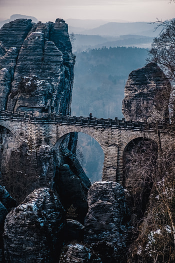 Nature, Mountains, Rocks, Bridge, Germany, Bastei, Bastay HD phone wallpaper