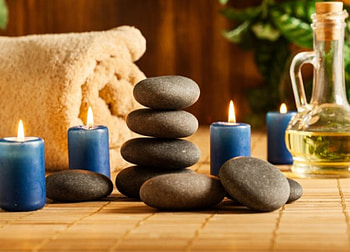 Still life with hot stones, Candles, Stones, Towel, Spa HD wallpaper