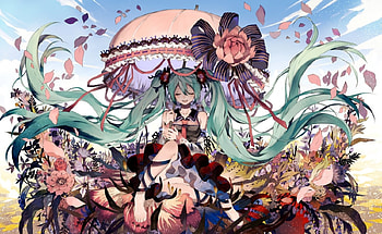 Hatsune Miku, blue, pink, anime, girl, vocaloid, manga, tsukioka tsukiho HD wallpaper