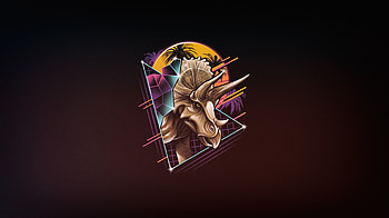 Triceratops, Neon dinosaur art, 80s retro , Synthwave vibes HD wallpaper