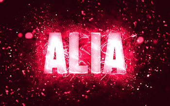 Happy Birtay Alia, , pink neon lights, Alia name, creative, Alia Happy Birtay, Alia Birtay, popular american female names, with Alia name, Alia HD wallpaper