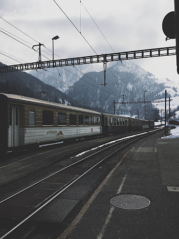 Winter, Mountains, Miscellanea, Miscellaneous, Railway, Train HD phone wallpaper