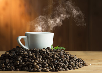 Coffee — Steaming Cup & Roasted Beans, food, coffee HD wallpaper