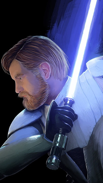 Obi Wan Kenobi, Fighting, Cartoon, Art HD phone wallpaper