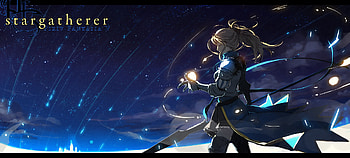 Stargatherer, sword, anime, armour, sky, pixiv, girl, stars, fantasia HD wallpaper
