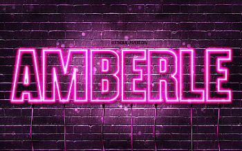 Amberle, , with names, female names, Amberle name, purple neon lights, Amberle Birtay, Happy Birtay Amberle, popular italian female names, with Amberle name HD wallpaper
