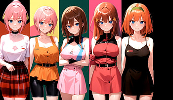 Nino, Ichika, Miku, Itsuki and Yotsuba, Yotsuba Nakano, Itsuki Nakano, Miku Nakano, Ichika Nakano, Nino Nakano, Anime, The Quintessential Quintuplets HD wallpaper