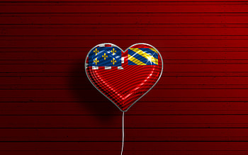 I Love Dijon, , realistic balloons, red wooden background, Day of Dijon, french cities, flag of Dijon, France, balloon with flag, Dijon flag, Dijon HD wallpaper