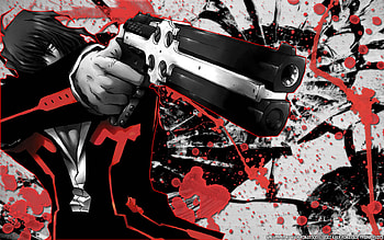Final Prayer, black dress, anime, men, weapon, gun, blood HD wallpaper
