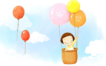 Sky, Clouds, Miscellanea, Miscellaneous, Flight, Balls, Child HD wallpaper