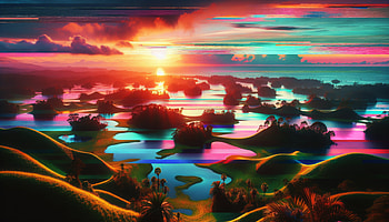 Surreal Paradise Sunset, Paradise, landscape, water, colors HD wallpaper