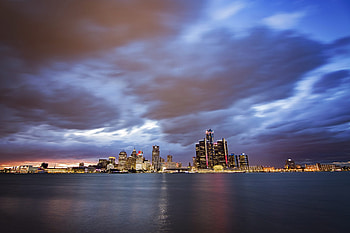 Detroit skyline, Windsor, The show before the show, Downtown Detroit HD wallpaper