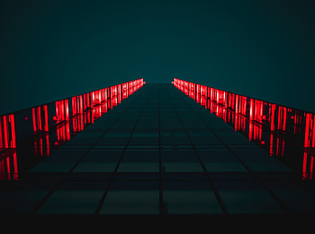 Skyscraper, Building, Minimalism, Illumination, Lighting, Bottom View HD wallpaper