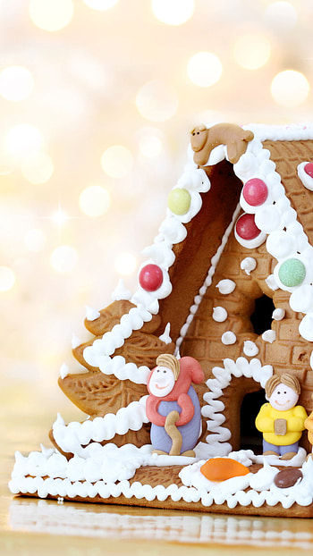 Gingerbread house, Festive joy, Sweet delight, Holiday happiness HD phone wallpaper