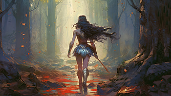 Wonder Woman Walking In The Forest, wonder-woman, superheroes, artwork, digital-art, artist, artstation HD wallpaper