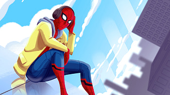 Spiderman Listening To Music, spiderman, superheroes, artwork, digital-art, deviantart HD wallpaper