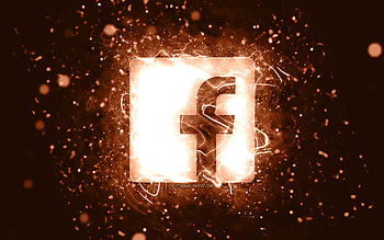 Facebook brown logo, , brown neon lights, creative, brown abstract background, Facebook logo, social network, Facebook HD wallpaper