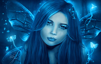 Blue Fairy, fairy, blue, wings, fantasy HD wallpaper