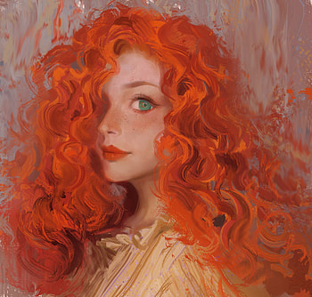 Redhead, merida, fantasy, hou china, portrait, face, girl, princess HD wallpaper