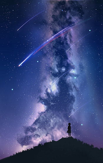 Art, Silhouette, Starry Sky, Milky Way HD phone wallpaper