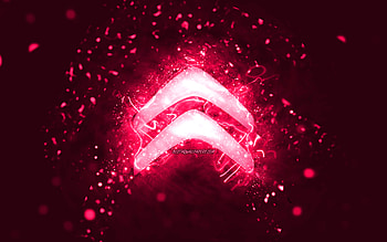Citroen pink logo, , pink neon lights, creative, pink abstract background, Citroen logo, cars brands, Citroen HD wallpaper