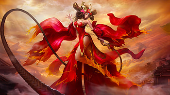 Fire Goddess, art, , girl, woman, digital, fantasy, pretty, red, fire HD wallpaper