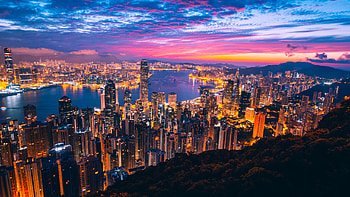 Sunset view, Hong Kong Skyline HD wallpaper
