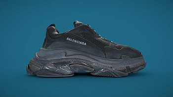Balenciaga Triple S trainers, 3D model, Innovative design, Fashion-forward sneakers HD wallpaper