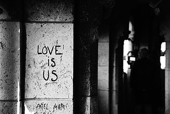 Love, Words, Wall, Bw, Chb, Inscription HD wallpaper