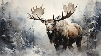 Majestic Moose in Snowy Forest, Animal, moose HD wallpaper