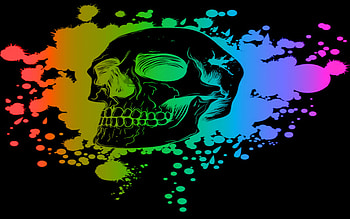 Skull, colored, black, abstract HD wallpaper