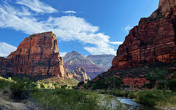 Zion National Park, utah, clouds, sky, rocks, angels landing, usa HD wallpaper