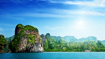 Thailand , Ocean rocks, Sky nature HD wallpaper