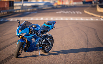 Triumph Daytona 675, racing motorcycle, front view, exterior, blue Daytona 675, sportbikes, Triumph HD wallpaper