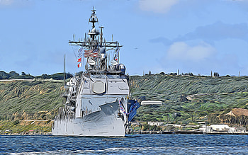 USS Bunker Hill, , vector art, CG-52, guided-missile cruisers, United States Navy, US army, abstract ships, battleship, US Navy, Ticonderoga-class, USS Bunker Hill CG-52 HD wallpaper