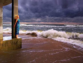 Lady on Beach, cool HD wallpaper