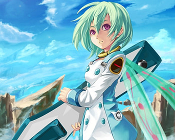 Eureka, cute, purple eyes, bodysuit, wing, short hair, eureka seven, cloud, female, sexy, wings, hot, girl, eureka 7, anime girl, anime, eraka, green hair, sky HD wallpaper