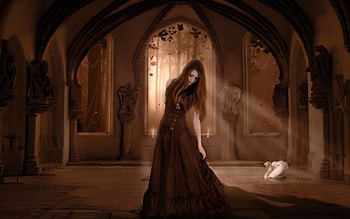 gophic, hall, swan, woman HD wallpaper