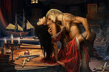 Passion, art, , beautiful, woman, digital, fantasy, love, couple HD wallpaper