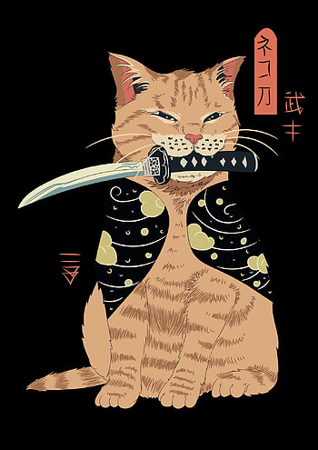 Cat ninja, whiskers, art HD phone wallpaper