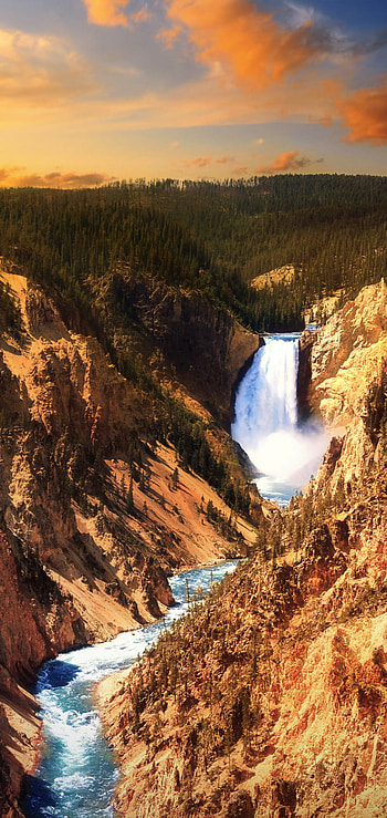 water, nature, cloud, waterfall HD phone wallpaper