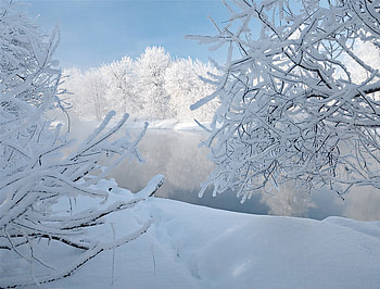 winter landscape, winter, white, frozen, landscape, lake, reflection, snow, nature, pure HD wallpaper