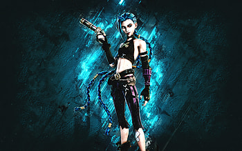 Fortnite Arcane Jinx Skin, Fortnite, main characters, blue stone background, Arcane Jinx, Fortnite skins, Arcane Jinx Skin, Arcane Jinx Fortnite, Fortnite characters HD wallpaper