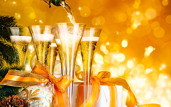 Happy New Year, colorful, champagne, colors, jewelry, christmas ornaments, beauty, holiday, glass, happy, new year s ball, christmas balls, ornaments, balls, beautiful, bottle, christmas gifts, christmas, ball HD wallpaper