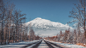 Landscape, Winter, Nature, Trees, Mountains, Snow, Road HD wallpaper