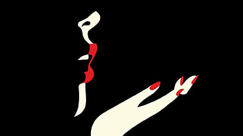 A kiss for you..., vector face, red and black, kiss, lips, two colors, woman face HD wallpaper