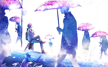 Rain Not Affect Me , anime-girl, anime, artist, artwork, digital-art, deviantart HD wallpaper